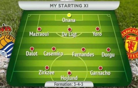 曼晚预测曼联对阵皇社首发：马兹拉维、德里赫特、约罗三中卫