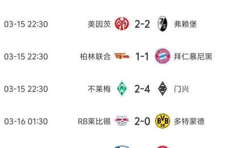 德甲第26轮：拜仁战平，多特低迷，药厂缩小差距